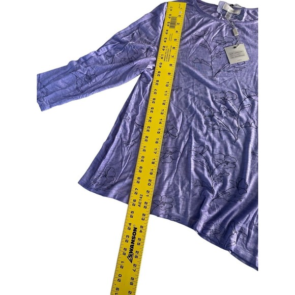 NWT Cupio Women’s Large Pretty Floral Violet Blouse Spring Summer Asymmetrical - Picture 12 of 16